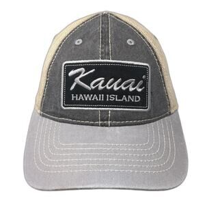 Kauai Hawaii Island Strapback Baseball Cap Gray One Size Adjustable Embroidered